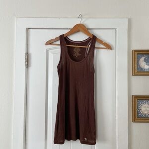 Y2K Abercrombie & Fitch Women's Brown Ribbed Long Line Tank Top Size Medium